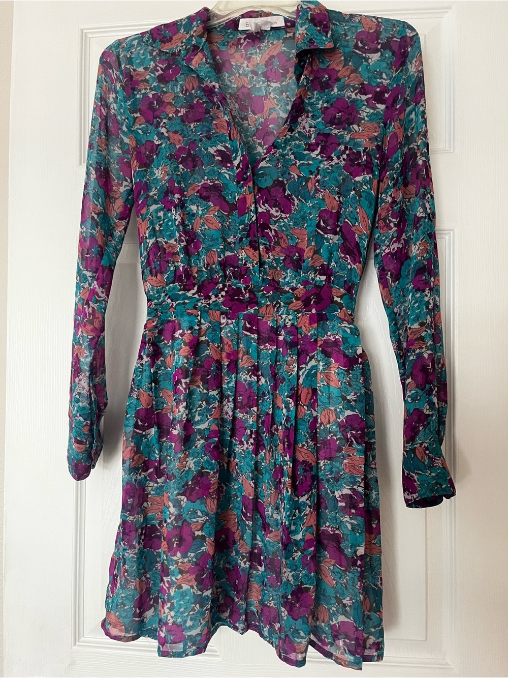 BCBG Teal and Purple Floral Mini Dress